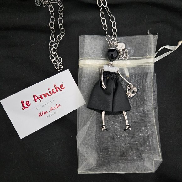 Jewels By Lux Le Amiche Girlfriend Pendant Olivia 31" Chain Rhodium Plated - Picture 1 of 5